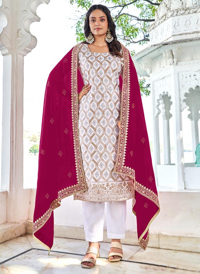 Vichitra Rani Pink Party Wear Embroidery Work Straight Suit